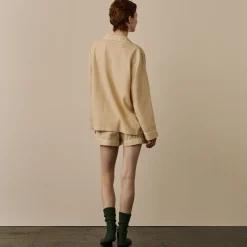 Almond Linen Pajama Shorts Set