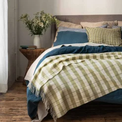 Apple Checked Stripe Wool Blanket