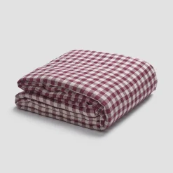 Berry Gingham 100% Linen Duvet Cover