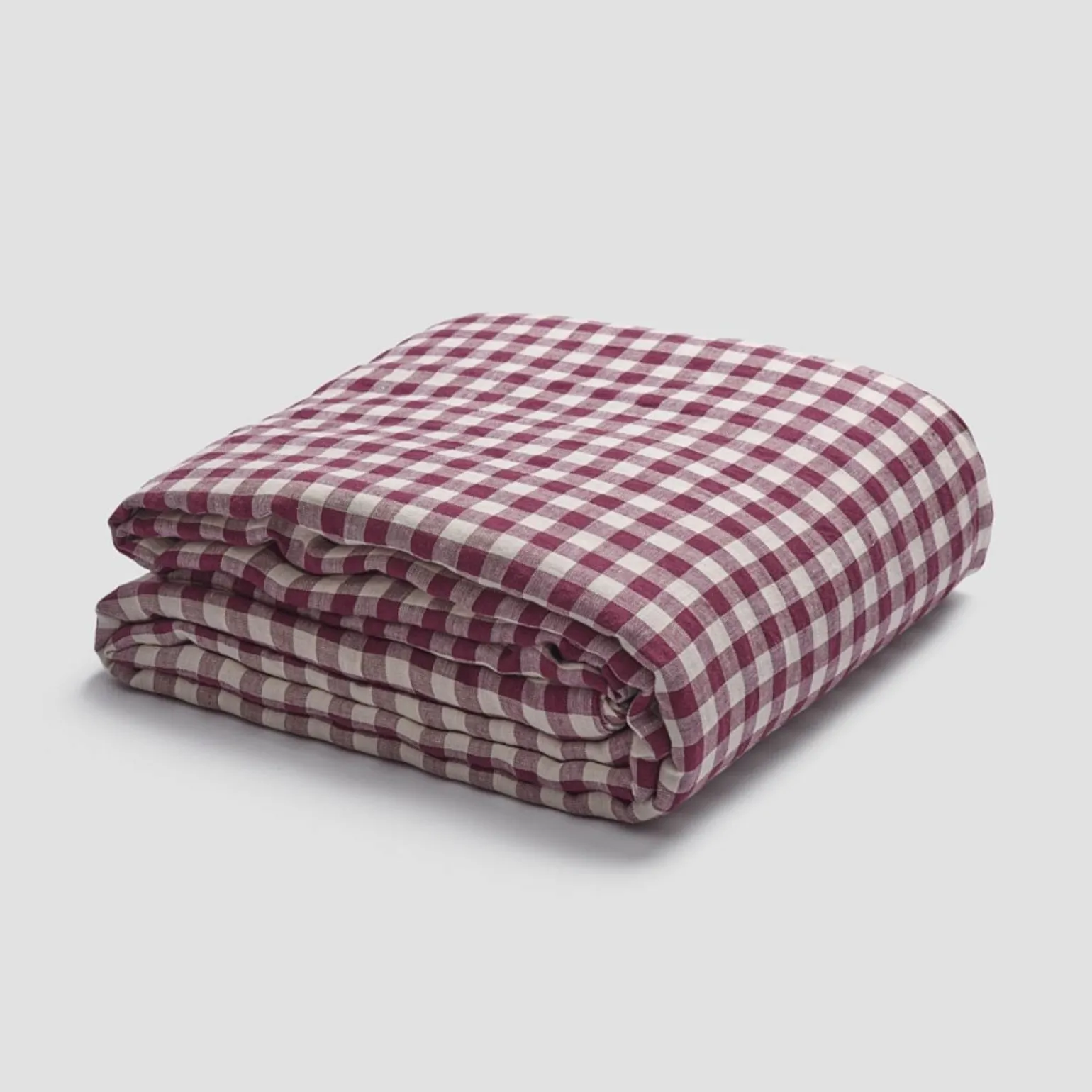 Berry Gingham 100% Linen Duvet Cover
