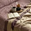 Berry Gingham 100% Linen Flat Sheet