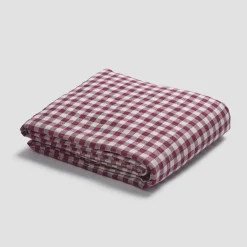 Berry Gingham 100% Linen Flat Sheet