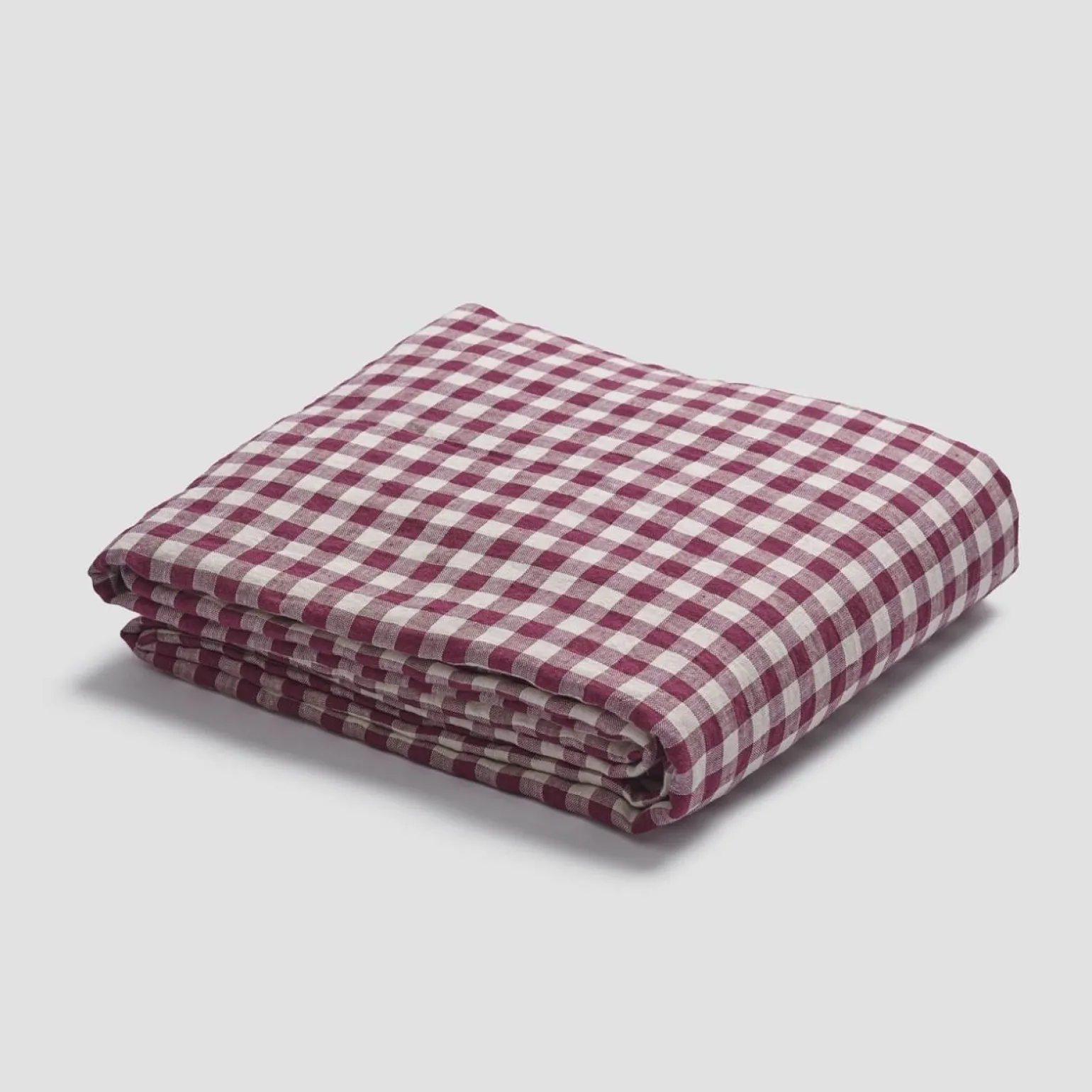 Berry Gingham 100% Linen Flat Sheet