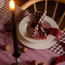 Berry Gingham 100% Linen Napkins Set of 4