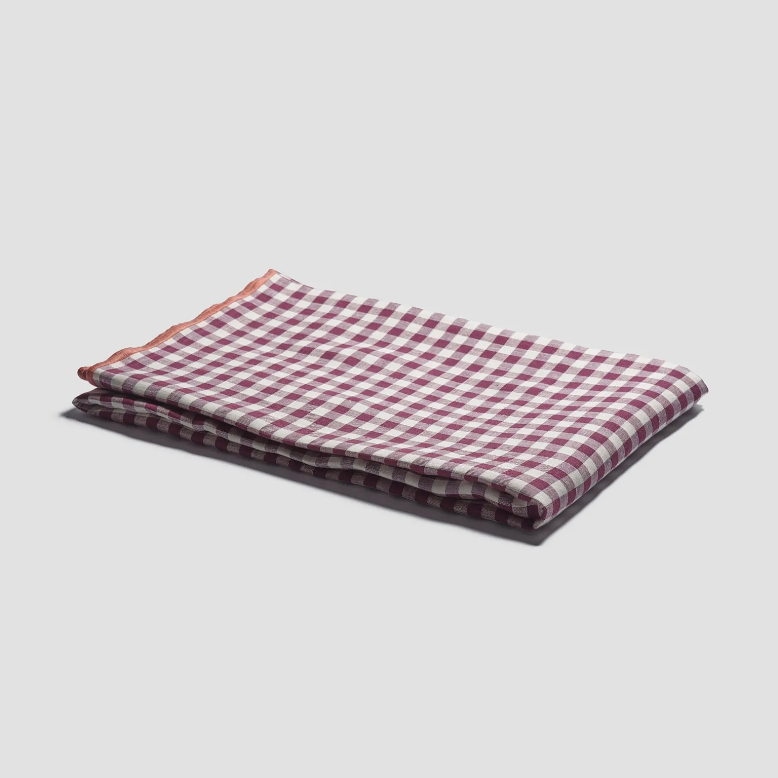 Berry Gingham 100% Linen Tablecloth
