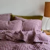 Berry Gingham Linen Blend Pillowcase (Pair)