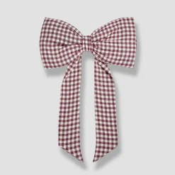 Berry Gingham Linen Bow