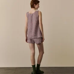Berry Gingham Linen Cami Set