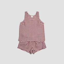 Berry Gingham Linen Cami Set