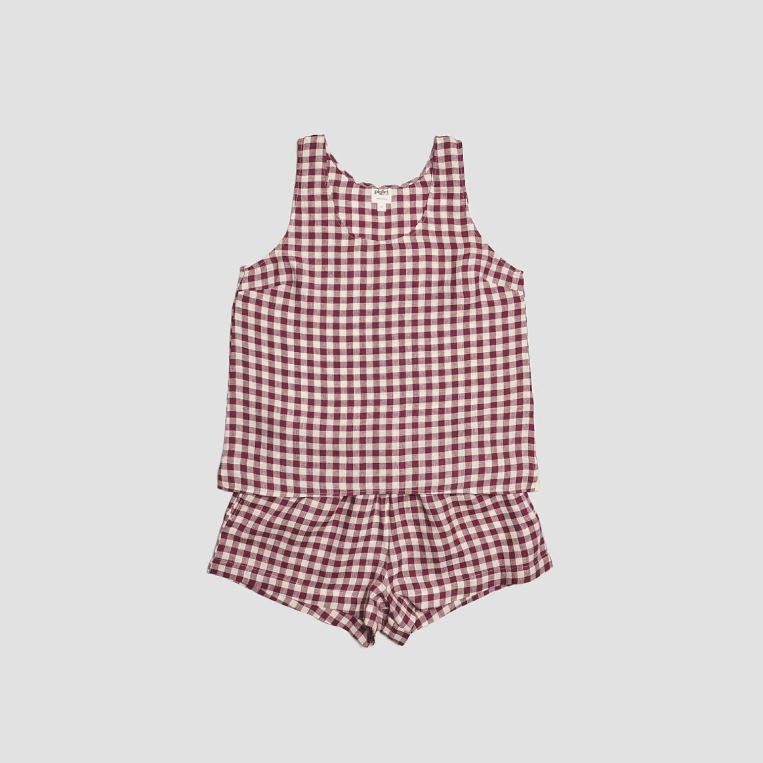 Berry Gingham Linen Cami Set