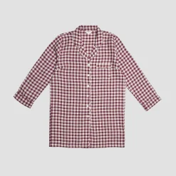 Berry Gingham Linen Night Shirt