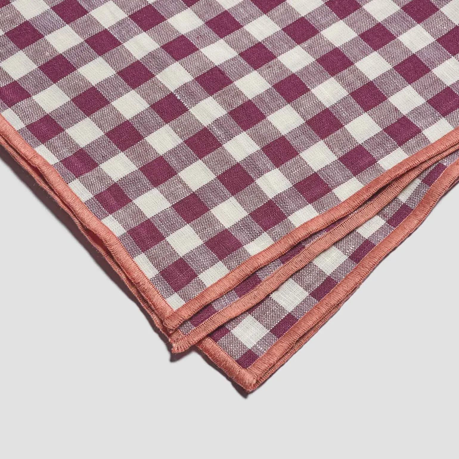 Berry Gingham Linen Table Runner