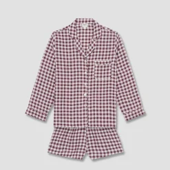 Berry Gingham Pajama Shorts Set