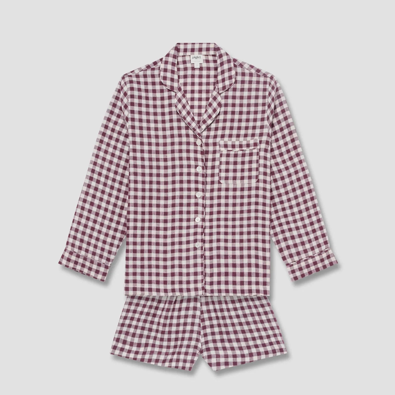 Berry Gingham Pajama Shorts Set