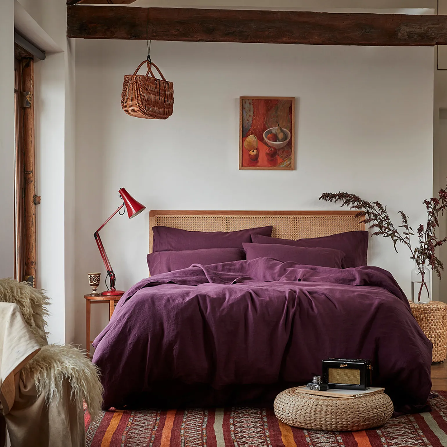 Berry Linen Blend Duvet Cover