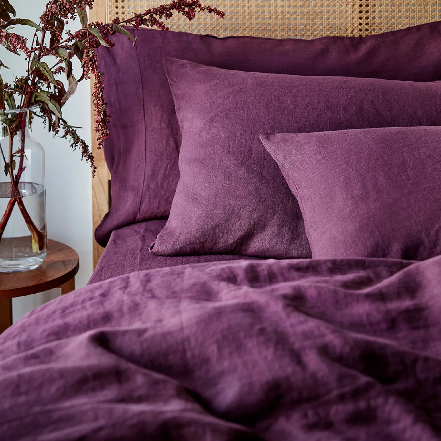 Berry Linen Blend Pillowcase (Pair)