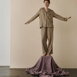 Blue & Porcini Striped Linen Pajama pants