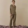 Blue & Porcini Striped Linen Pajama Set