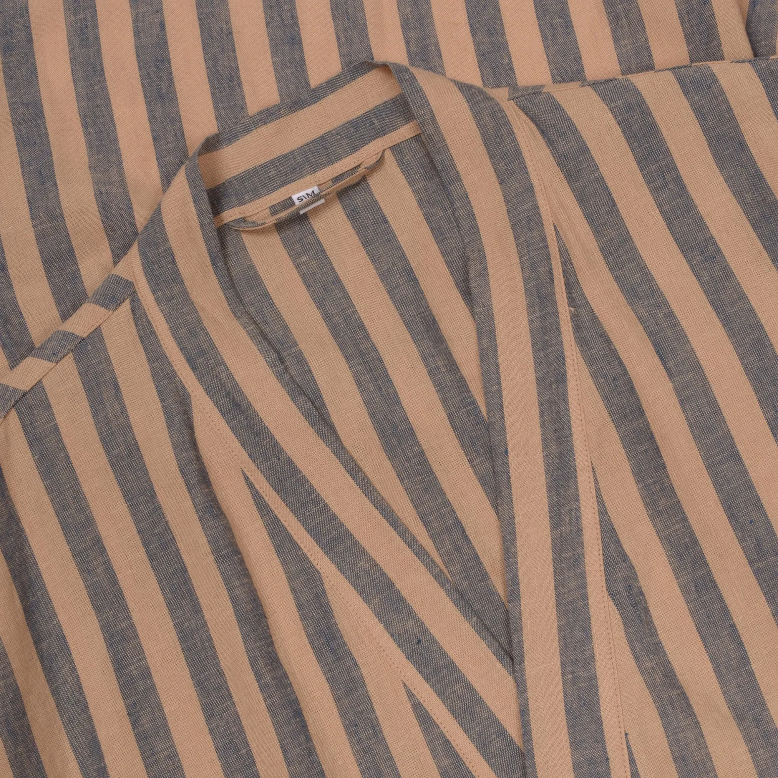 Blue & Porcini Striped Linen Robe