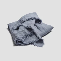Blue Willow Linen Crinkle Throw