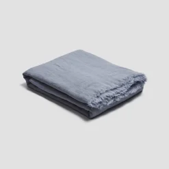 Blue Willow Linen Crinkle Throw
