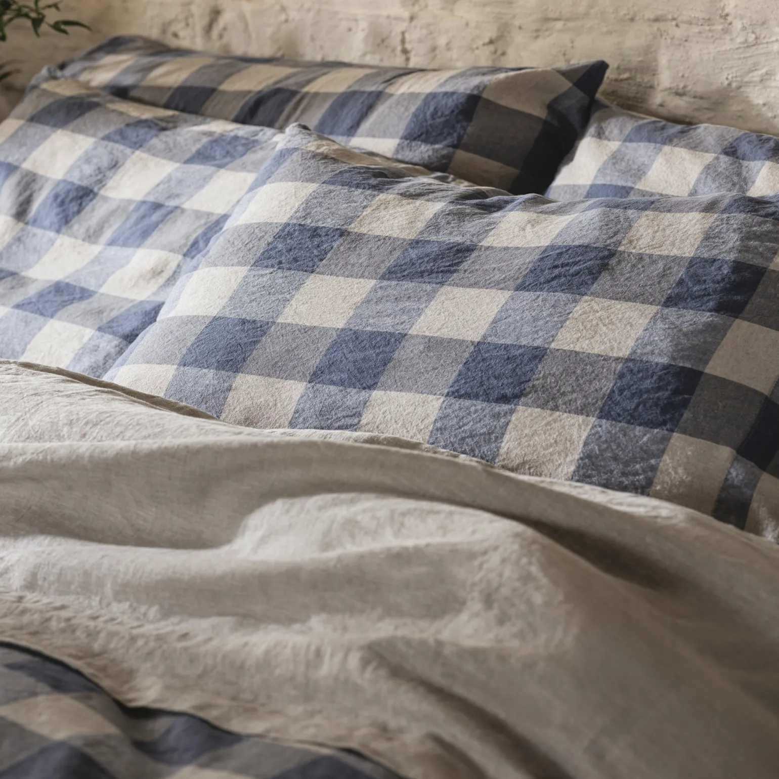 Blueberry Emsworth Plaid Linen Blend Pillowcase (Pair)
