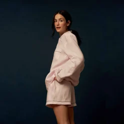 Blush Pink Linen Pajama Shorts