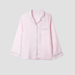 Blush Pink Linen Pajama Shirt (Top Only)
