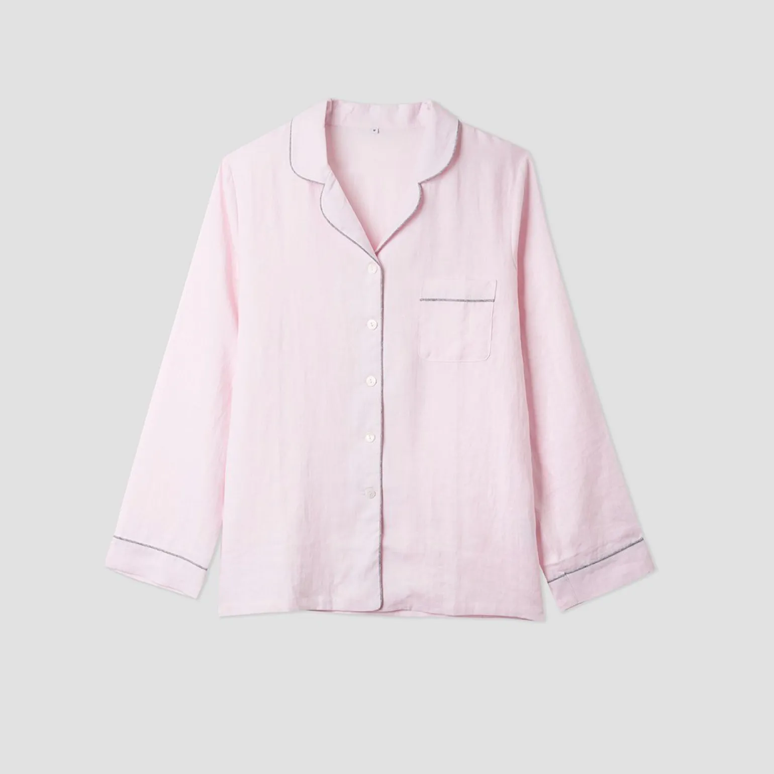 Blush Pink Linen Pajama Shirt (Top Only)