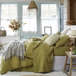 Botanical Green 100% Linen Duvet Cover