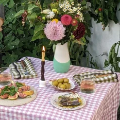 Botanical Green Gingham 100% Linen Napkins Set of 4