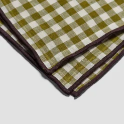 Botanical Green Gingham 100% Linen Tablecloth
