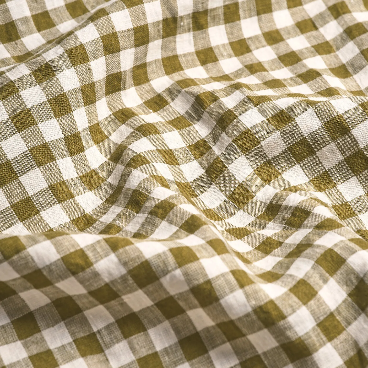 Botanical Green Gingham 100% Linen Fitted Sheet