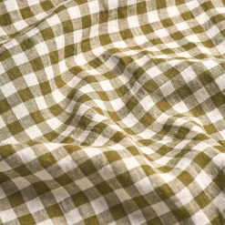 Botanical Green Gingham 100% Linen Duvet Cover