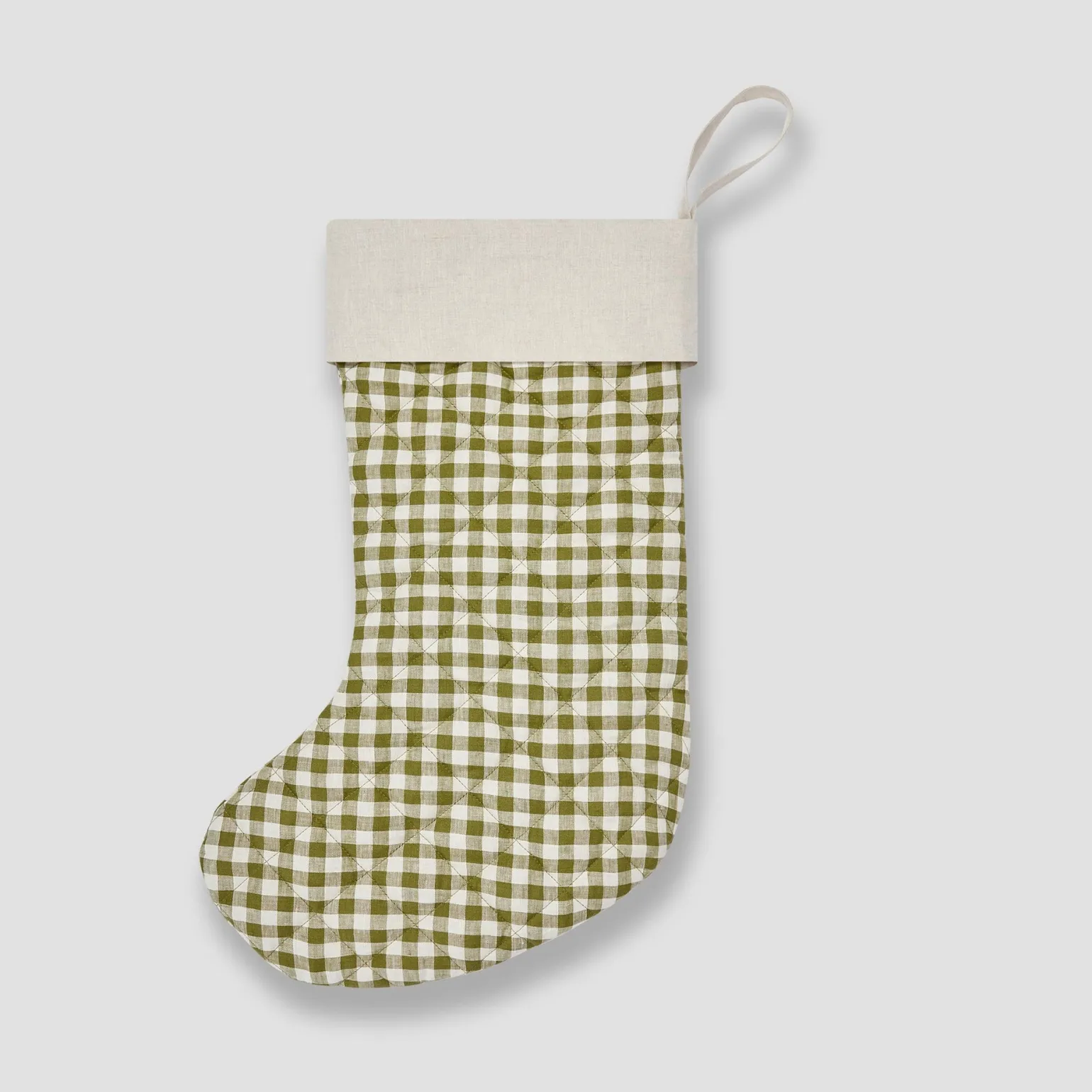 Botanical Green Gingham Christmas Stocking