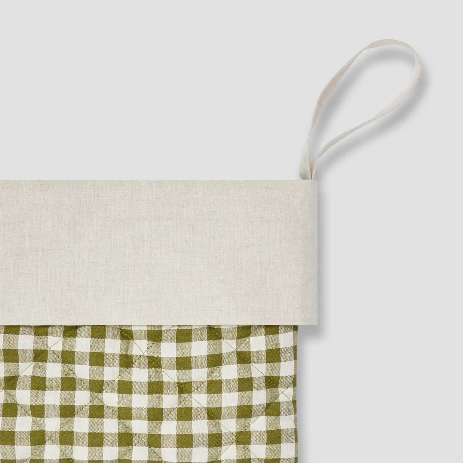 Botanical Green Gingham Christmas Stocking