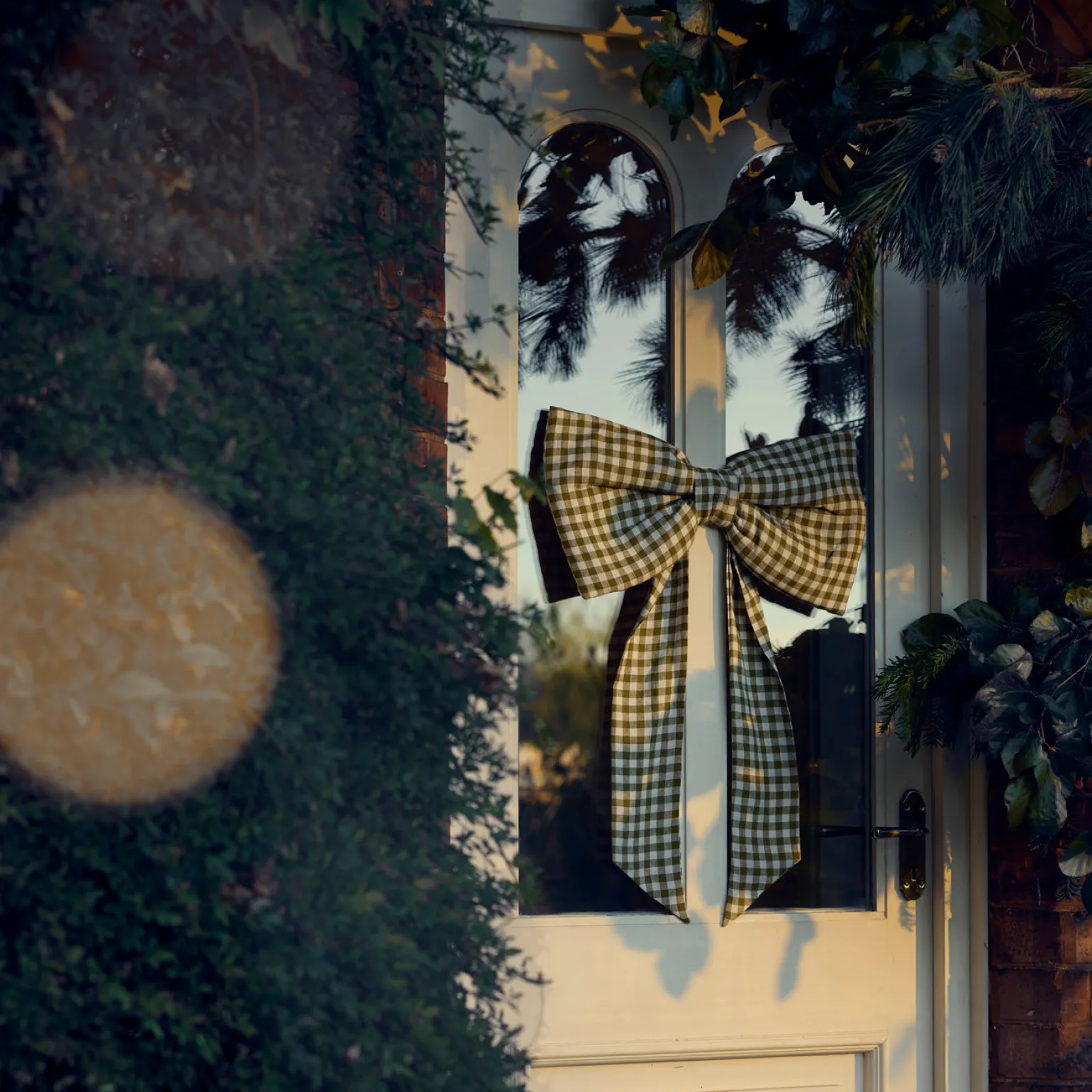 Botanical Green Gingham Linen Bow