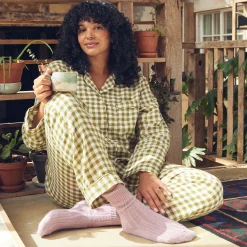 Botanical Green Gingham Linen Pajama pants