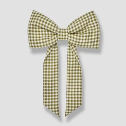 Botanical Green Gingham Linen Bow