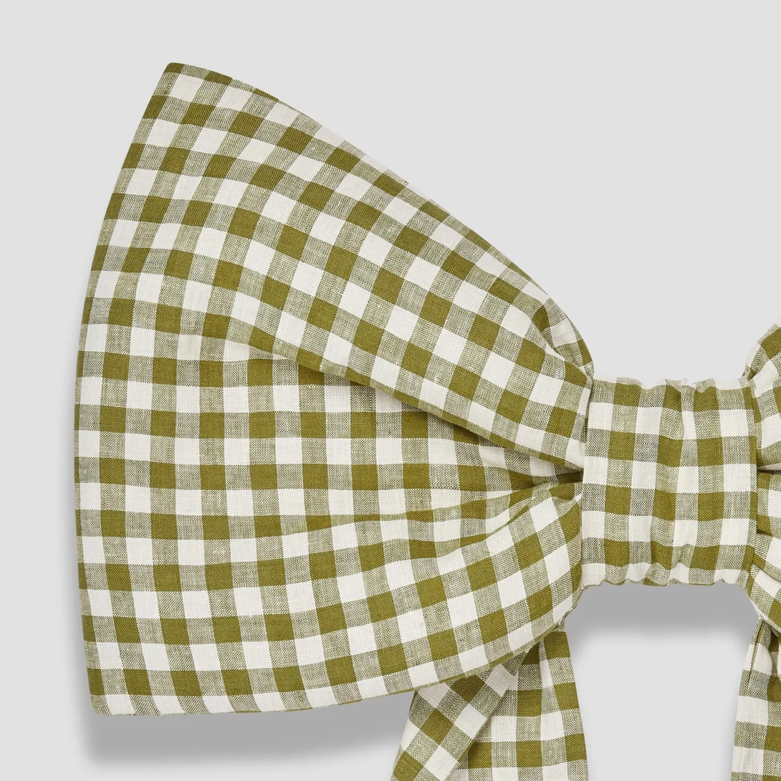 Botanical Green Gingham Linen Bow