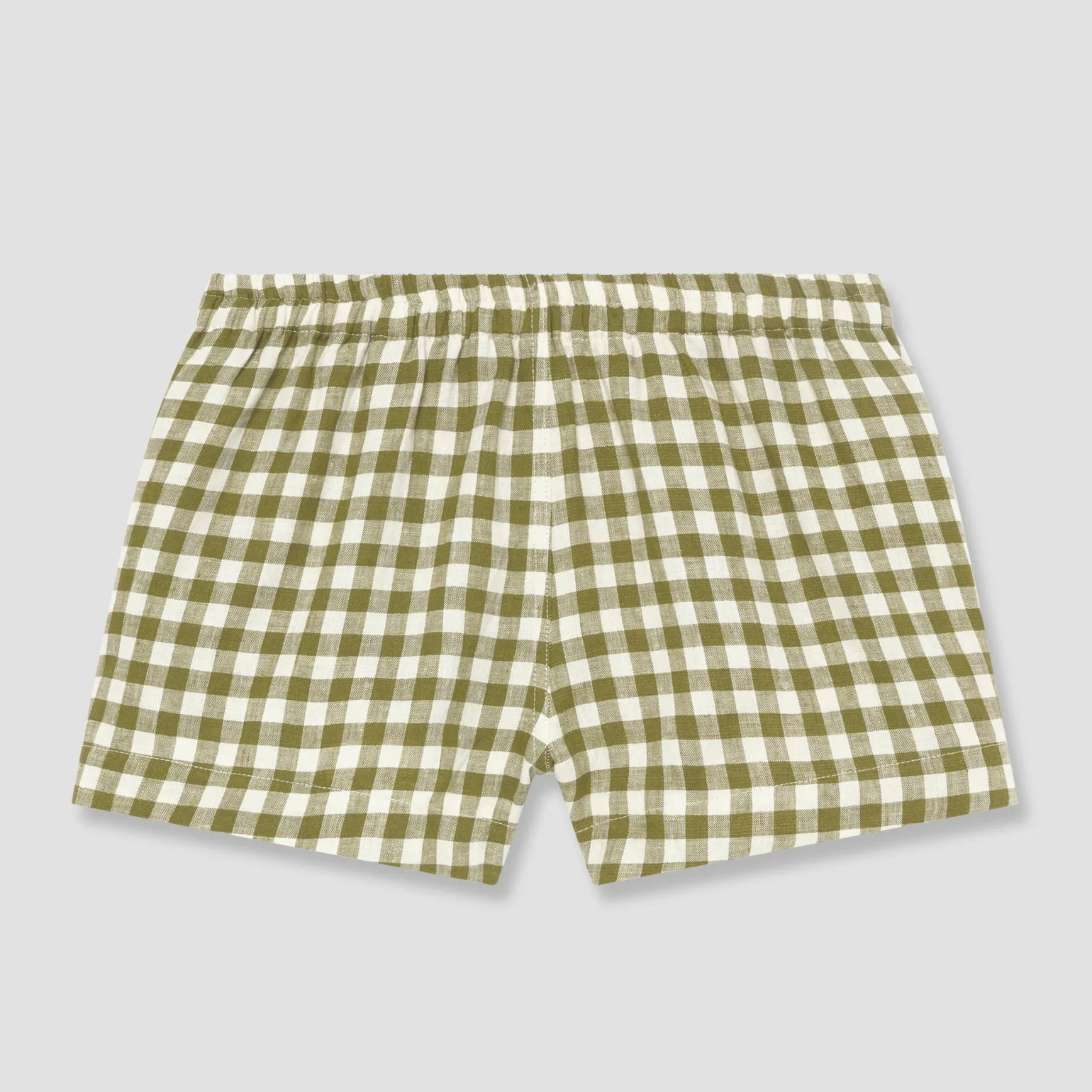 Botanical Green Gingham Linen Pajama Shorts Set