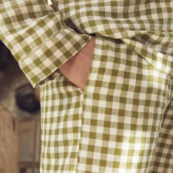 Botanical Green Gingham Linen Pajama pants