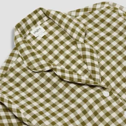 Botanical Green Gingham Linen Pajama Set