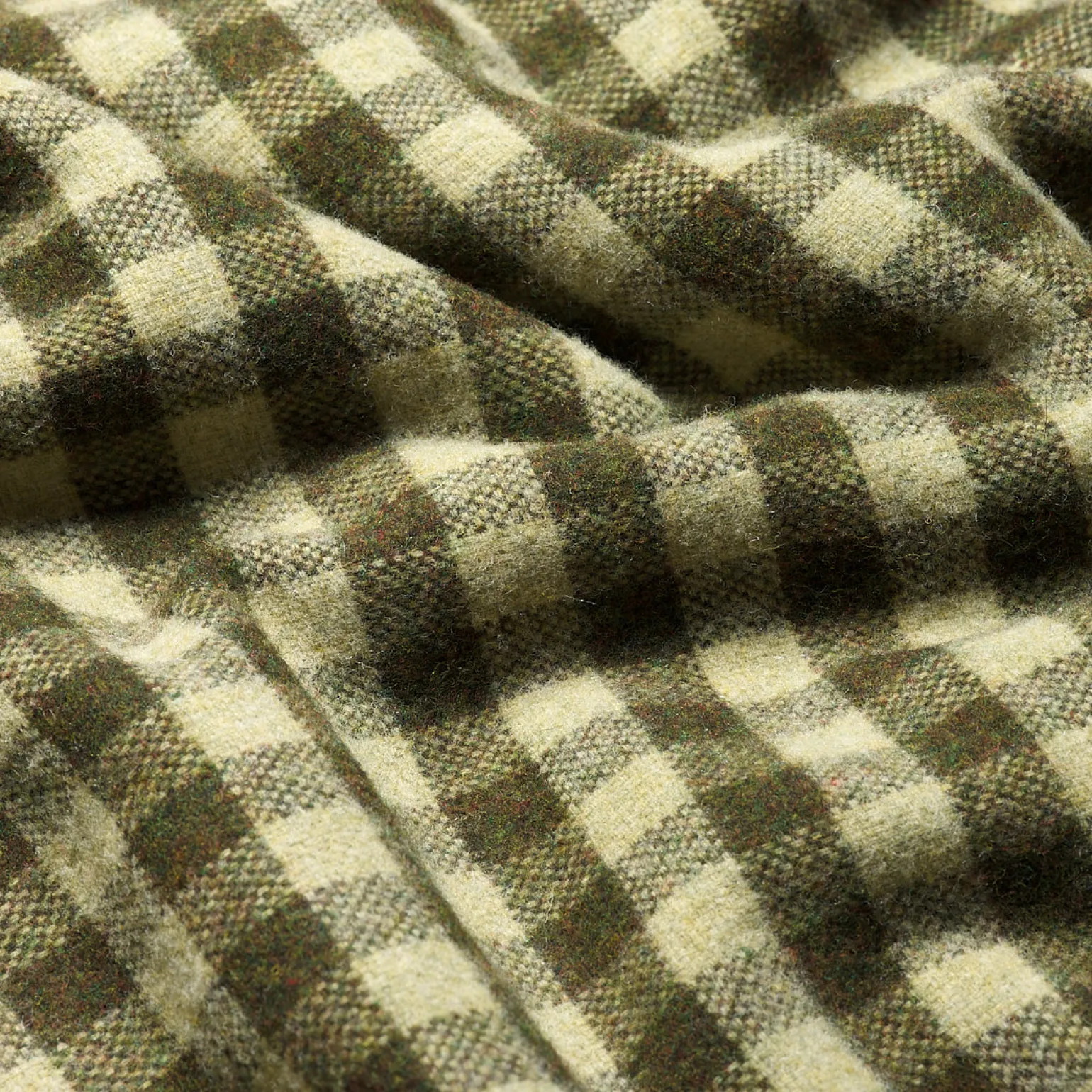 Botanical Green Gingham Wool Blanket