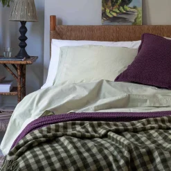 Botanical Green Gingham Wool Blanket