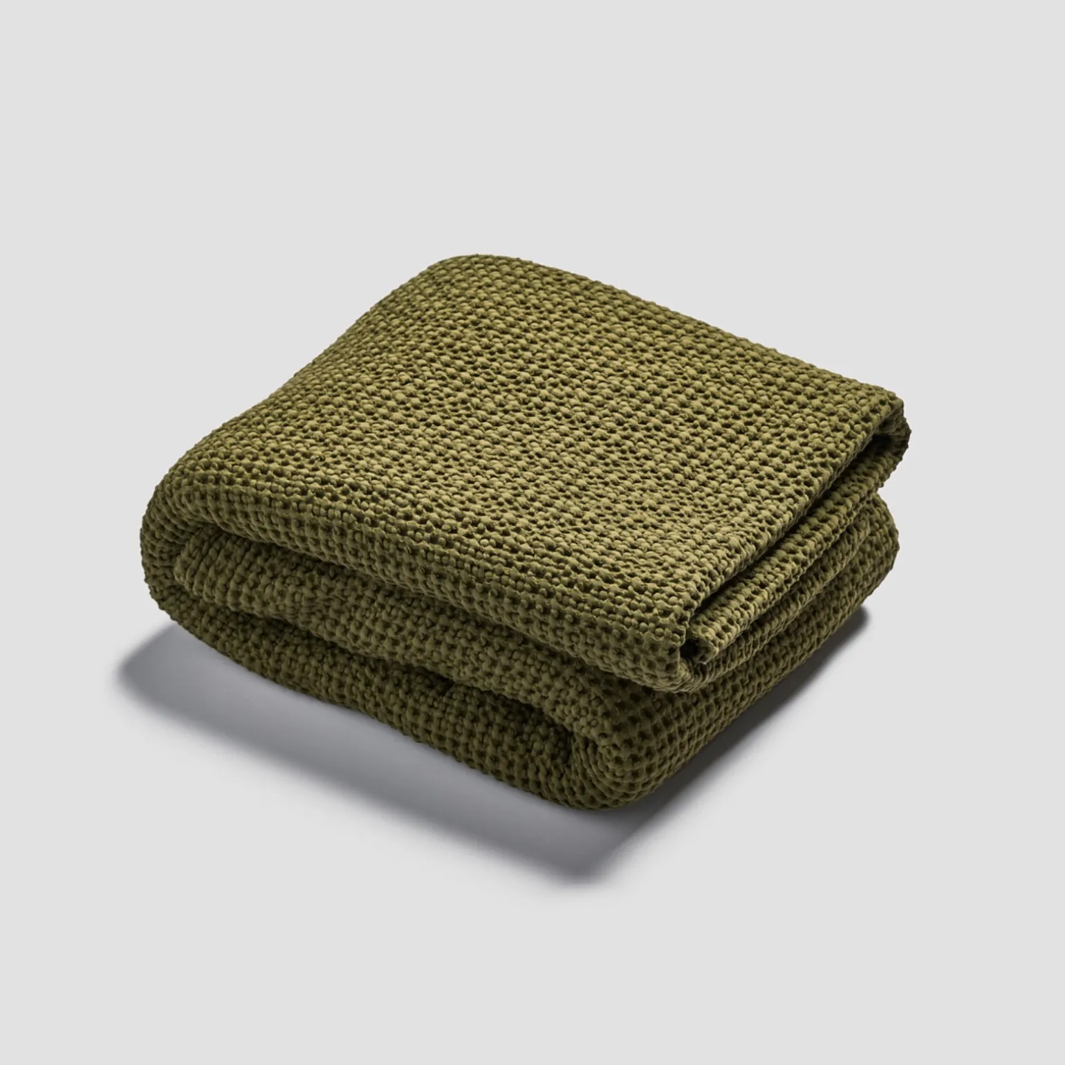 Botanical Green Waffle Cotton Throw