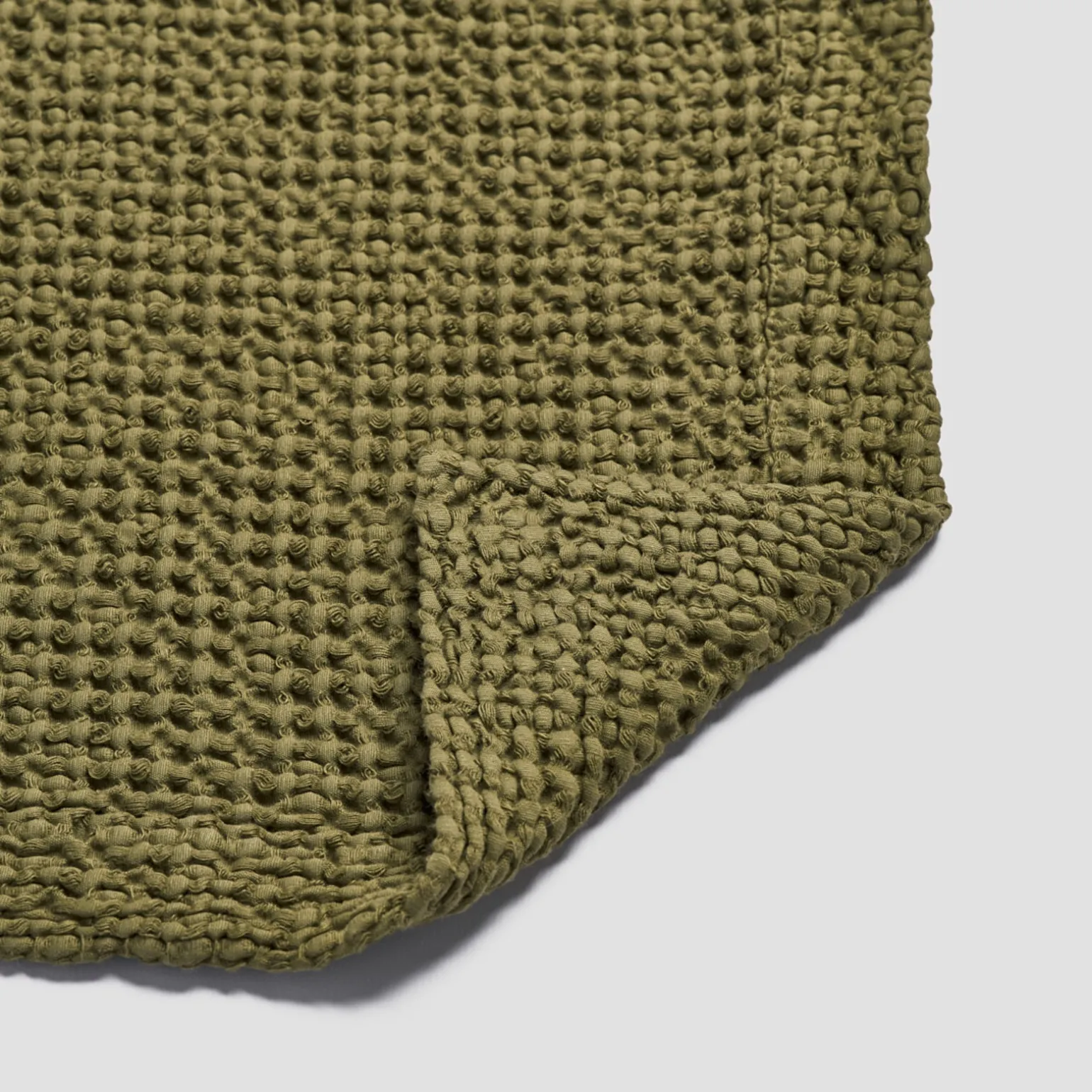 Botanical Green Waffle Cotton Throw