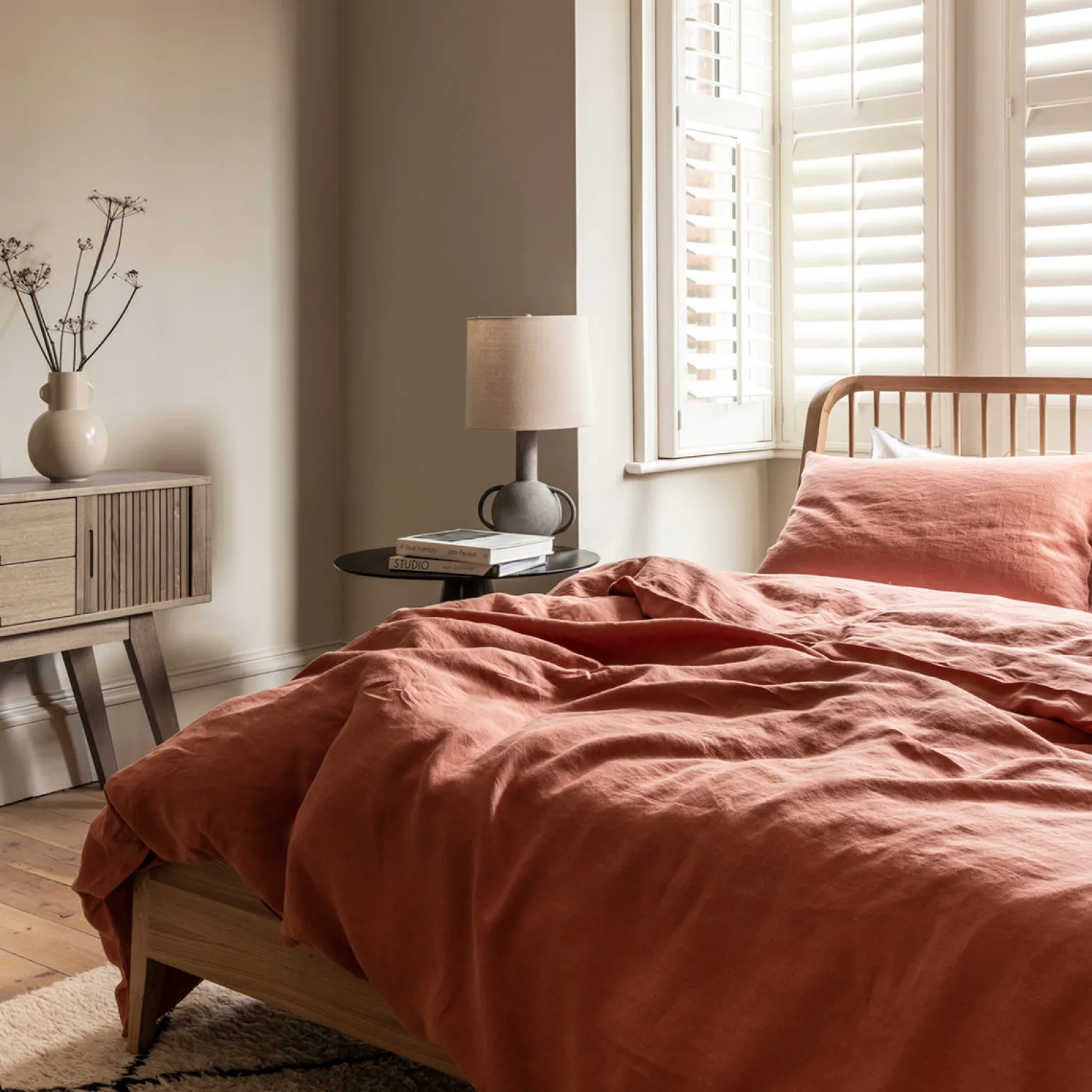 Burnt Orange Linen Blend Pillowcase (Pair)