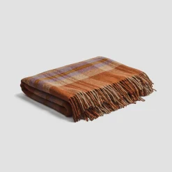 Burnt Orange Plaid Cabin Wool Blanket