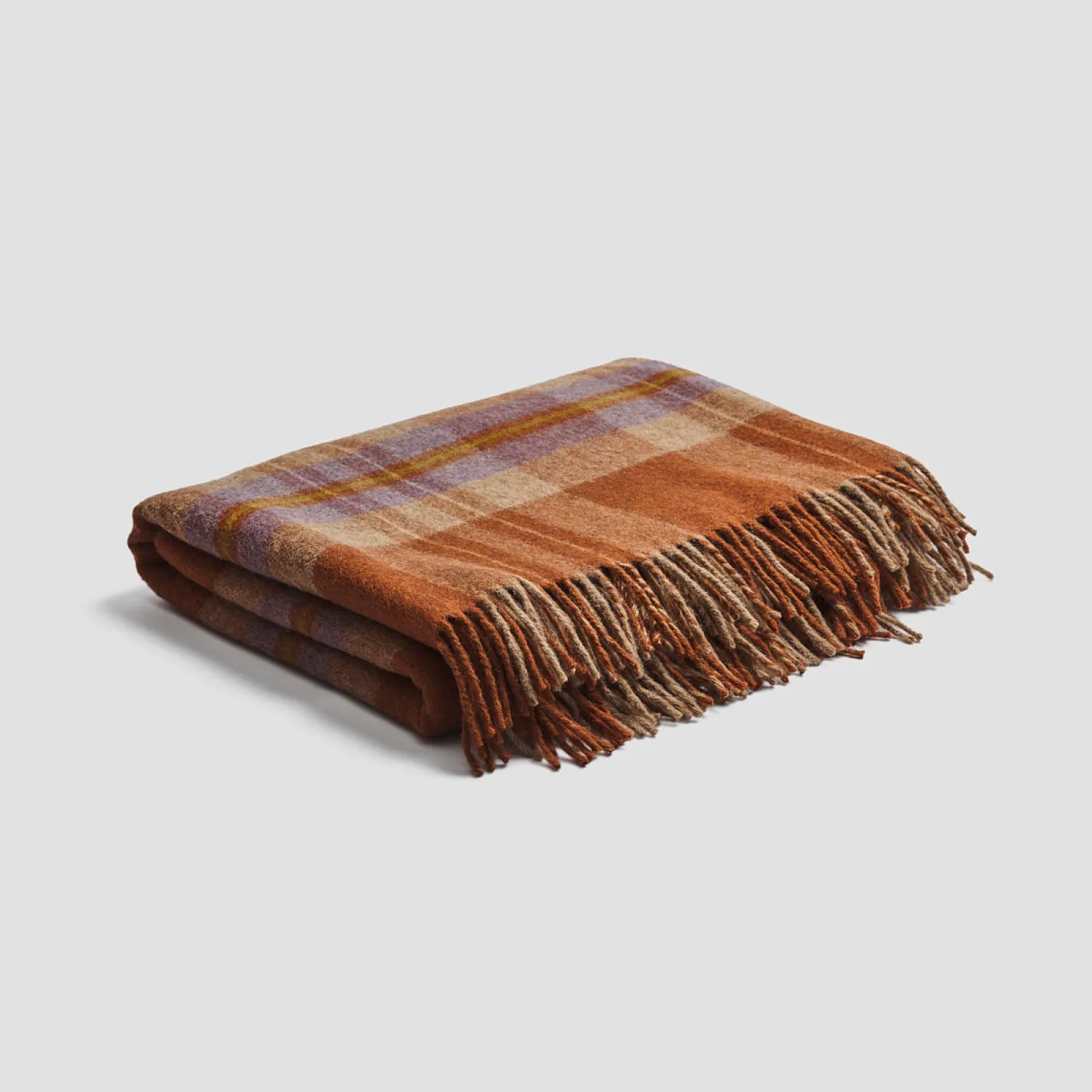 Burnt Orange Plaid Cabin Wool Blanket